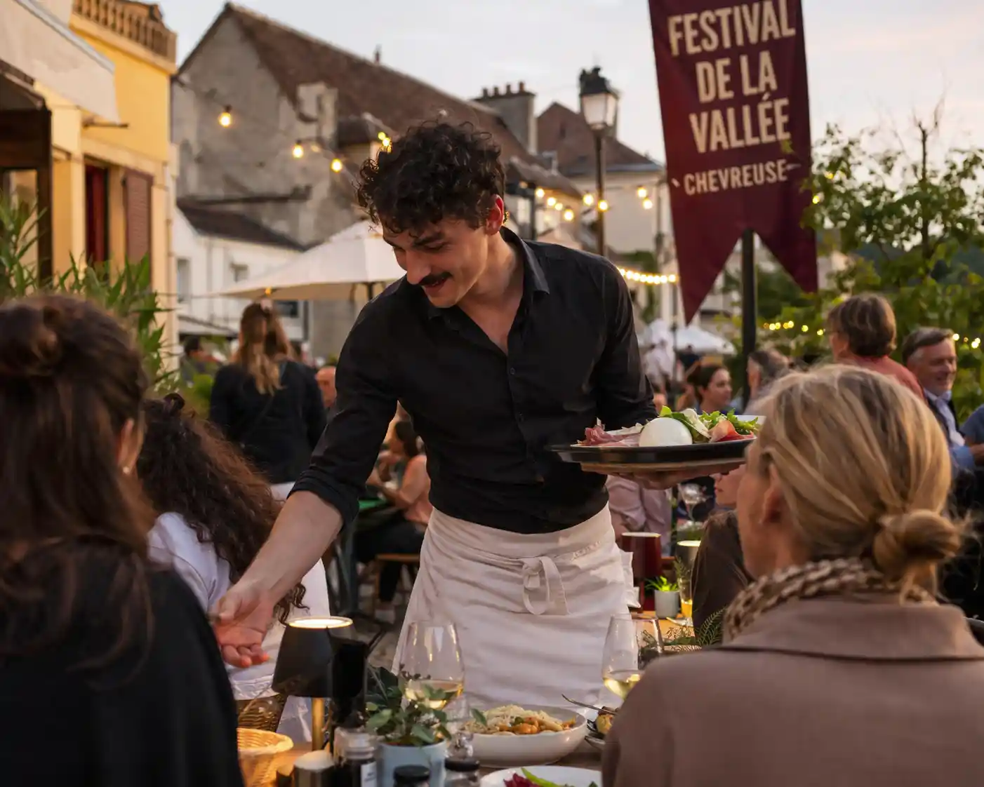 Serveur de l'Hôtel-Restaurant de la Vallée lors du festival de la Vallée à Chevreuse