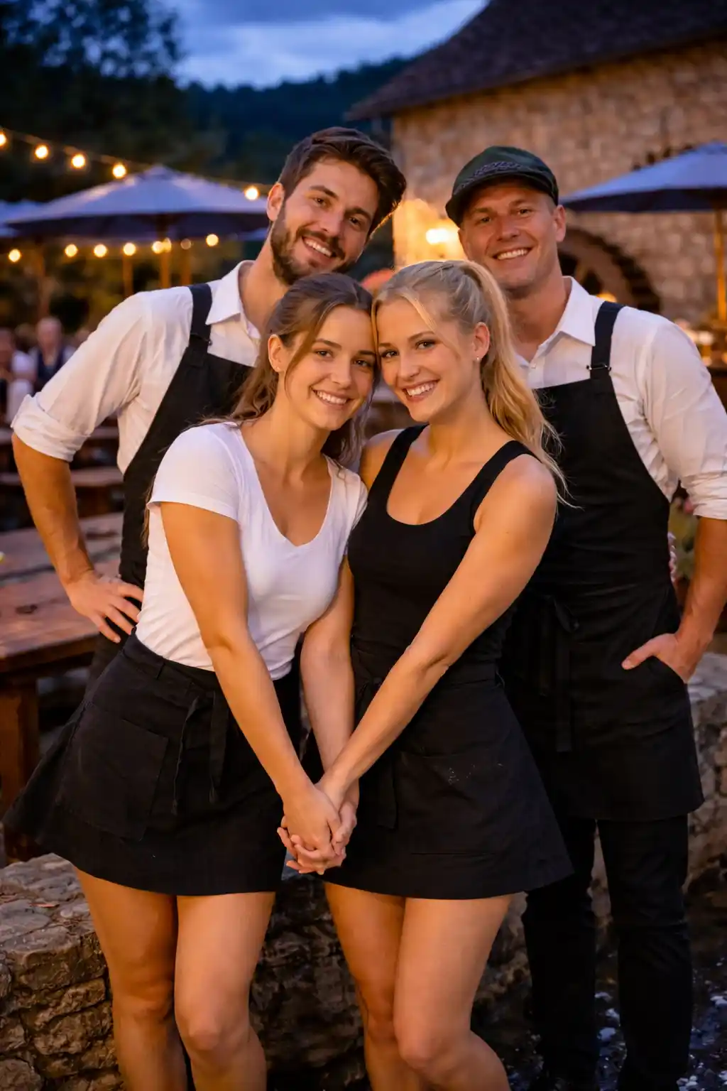 Équipe de service de l'Hôtel-Restaurant de la Vallée. Toujours prêts à vous accueillir.