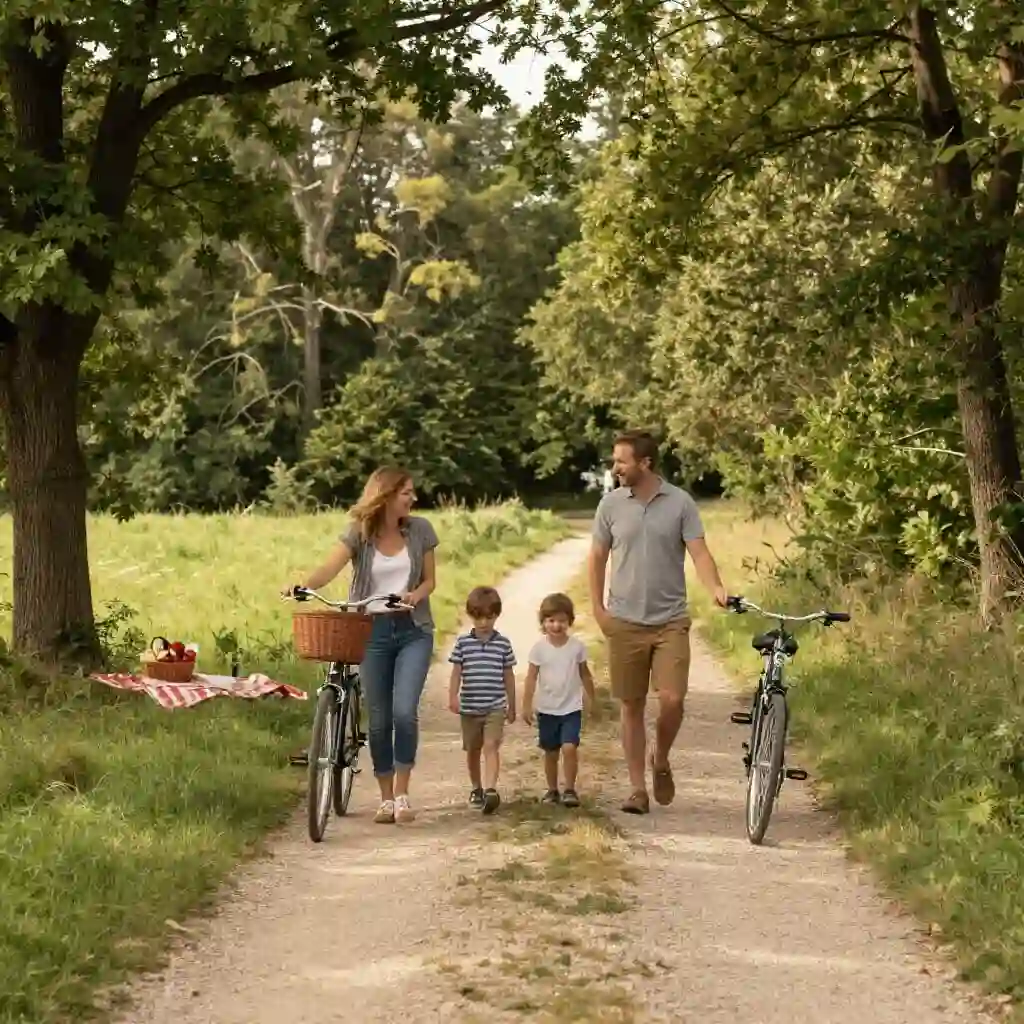 Famille profitant d’une journée en plein air dans la nature près de Chevreuse