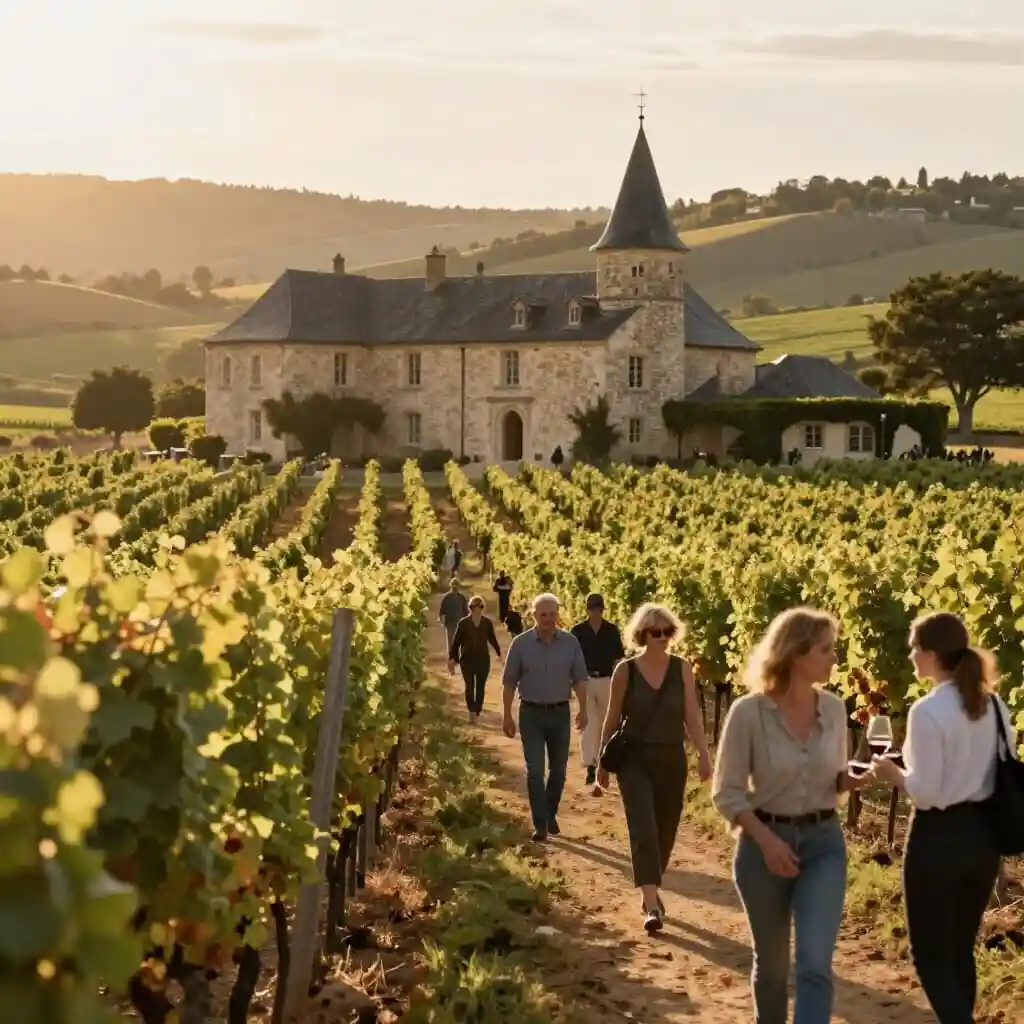 Visite d’un domaine viticole français au milieu des vignes